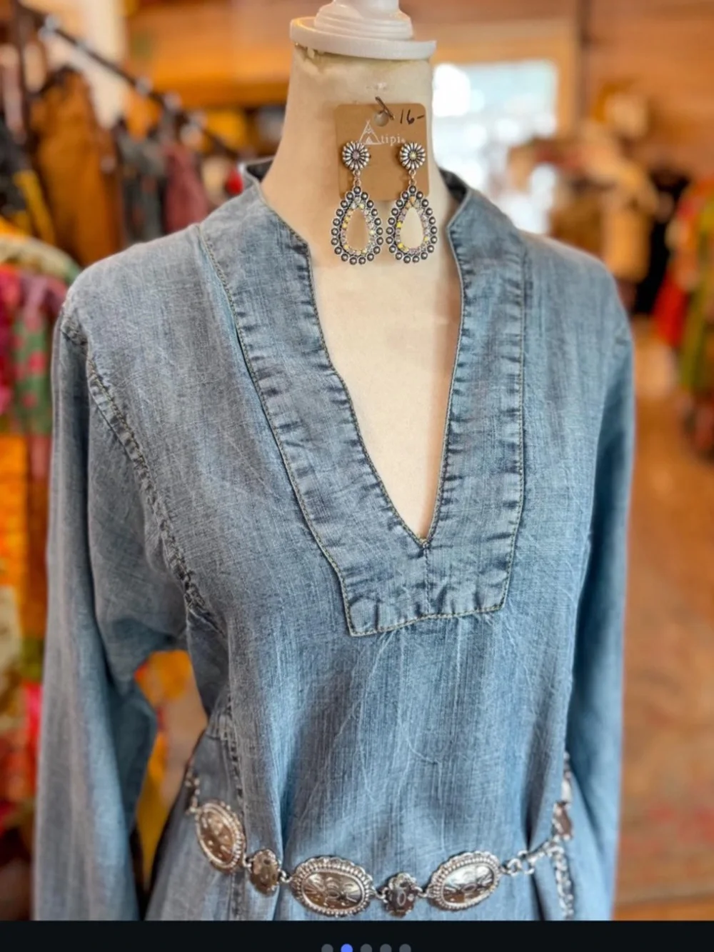 Uncle Frank Blue Denim Midi Dress with Side Slits and pockets!  NWT Small - Picture 6 of 14